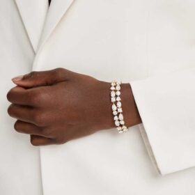 Mesmera Bracelet Mixed Cuts, White, Gold-Tone Plated