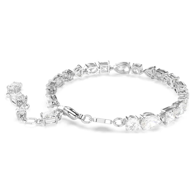 Mesmera Bracelet Mixed Cuts, White, Rhodium Plated Mesmera Bracelet Mixed Cuts, White, Rhodium Plated