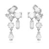 Mesmera Drop Earrings Mixed Cuts, White, Rhodium Plated