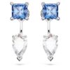 Mesmera Earring Jackets Mixed Cuts, Detachable, Blue, Rhodium Plated