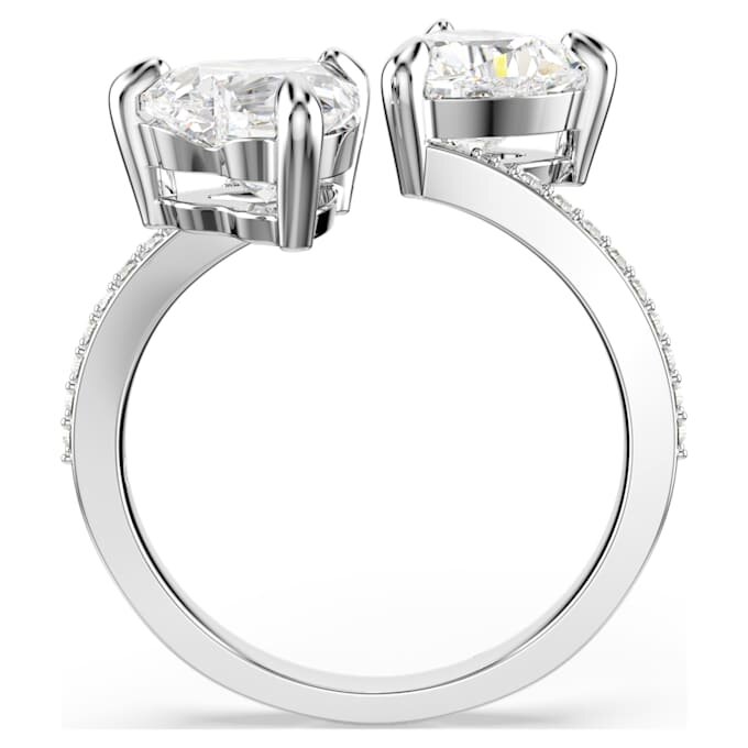 Mesmera Open Ring Heart Cut, Pavé, White, Rhodium Plated Mesmera Open Ring Heart Cut, Pavé, White, Rhodium Plated