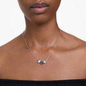 Mesmera Pendant Mixed Cuts, Green, Rhodium Plated