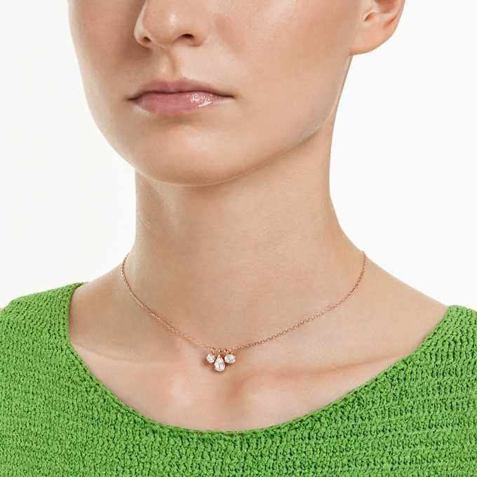 Mesmera Pendant Mixed Cuts, White, Rose Gold-Tone Plated Mesmera Pendant Mixed Cuts, White, Rose Gold-Tone Plated