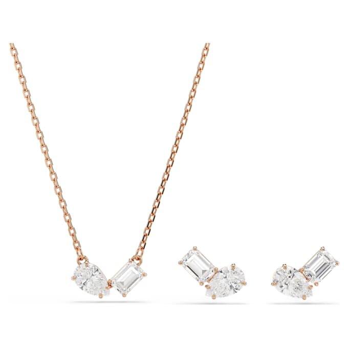 Mesmera Set Pear Cut, Octagon Cut, White, Rose Gold-Tone Plated Mesmera Set Pear Cut, Octagon Cut, White, Rose Gold-Tone Plated