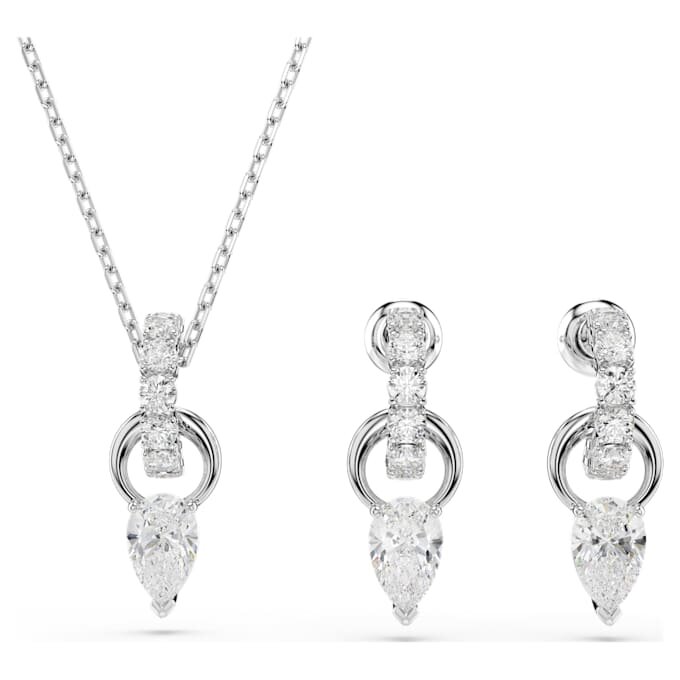 Mesmera Set Pear Cut, Round Cut, White, Rhodium Plated Mesmera Set Pear Cut, Round Cut, White, Rhodium Plated