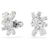 Mesmera Stud Earrings Mixed Cuts, Flower, White, Rhodium Plated