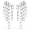 Millenia Clip Earrings Octagon Cut, Chandelier, White, Rhodium Plated
