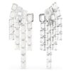 Millenia Clip Earrings Octagon Cut, Chandelier, White, Rhodium Plated