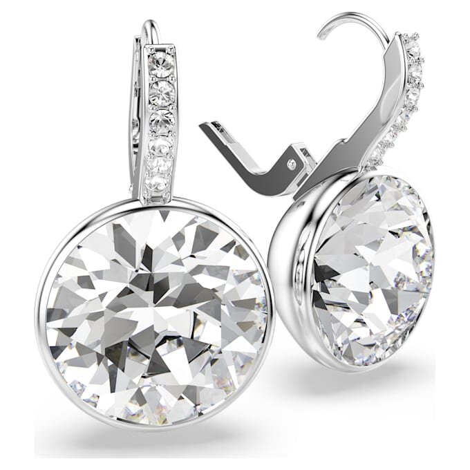 Millenia Drop Earrings Round Cut, White, Rhodium Plated Millenia Drop Earrings Round Cut, White, Rhodium Plated
