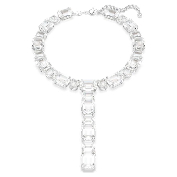 Millenia Necklace Mixed Cuts, White, Rhodium Plated Millenia Necklace Mixed Cuts, White, Rhodium Plated