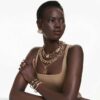 Millenia Necklace Oversized Crystals, Octagon Cut, Caramel, Gold-Tone Plated Millenia Necklace Oversized Crystals, Octagon Cut, Caramel, Gold-Tone Plated
