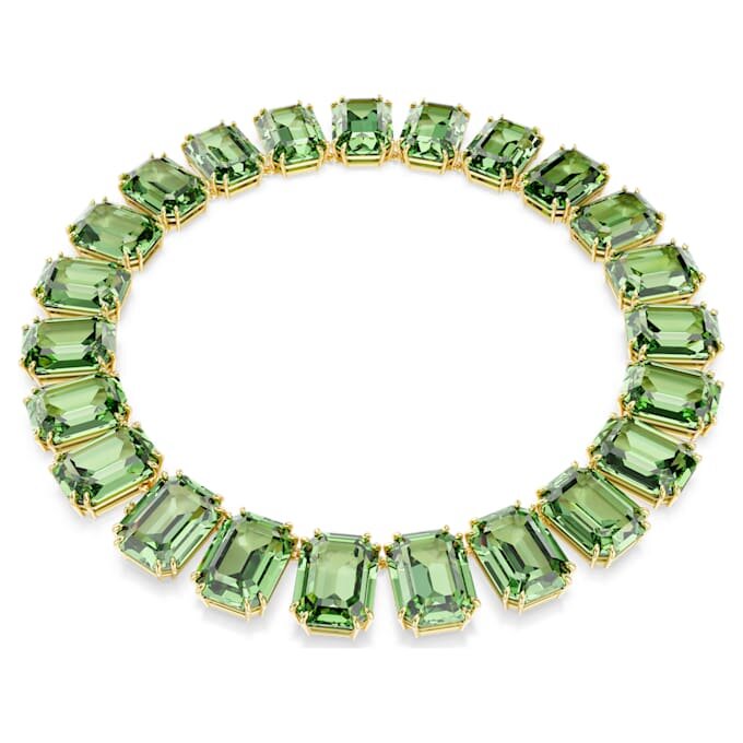 Millenia Necklace Oversized Crystals, Octagon Cut, Green, Gold-Tone Plated Millenia Necklace Oversized Crystals, Octagon Cut, Green, Gold-Tone Plated