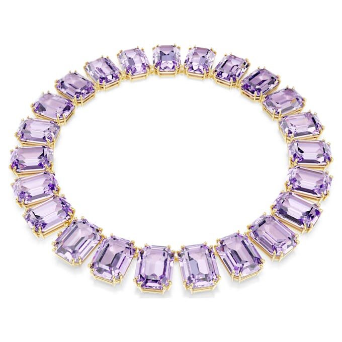 Millenia Necklace Oversized Crystals, Octagon Cut, Purple, Gold-Tone Plated Millenia Necklace Oversized Crystals, Octagon Cut, Purple, Gold-Tone Plated