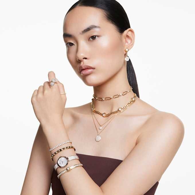 Sublima Layered Pendant White, Gold-Tone Plated Sublima Layered Pendant White, Gold-Tone Plated
