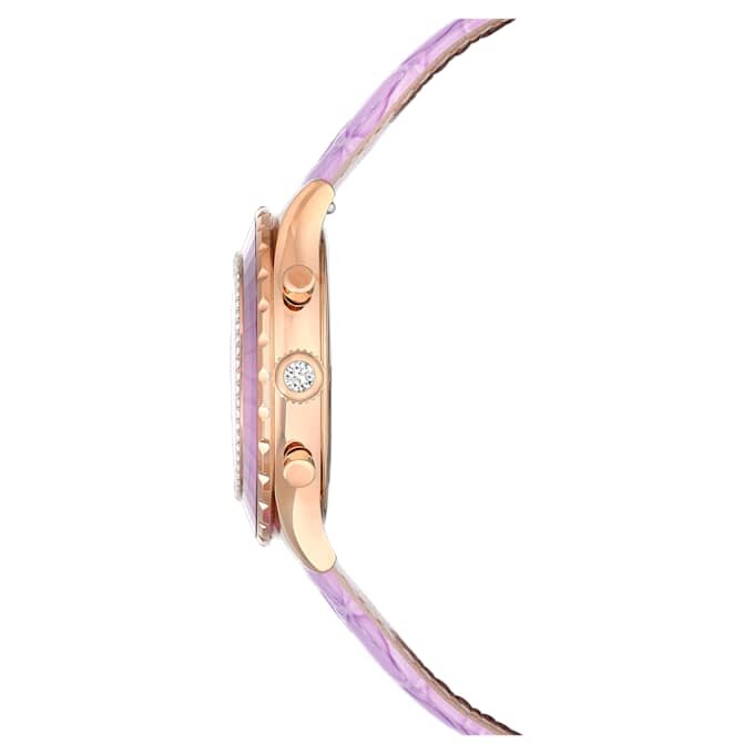 Octea Chrono Watch Swiss Made, Leather Strap, Purple, Rose Gold-Tone Finish Octea Chrono Watch Swiss Made, Leather Strap, Purple, Rose Gold-Tone Finish