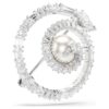 Snake Brooch Crystal Pearl, Mixed Cuts, Year of the Snake, White, Rhodium Plated Snake Brooch Crystal Pearl, Mixed Cuts, Year of the Snake, White, Rhodium Plated