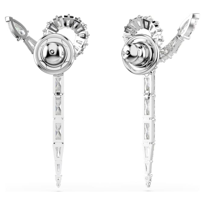 Snake Drop Earrings Mixed Cuts, Year of the Snake, White, Rhodium Plated Snake Drop Earrings Mixed Cuts, Year of the Snake, White, Rhodium Plated