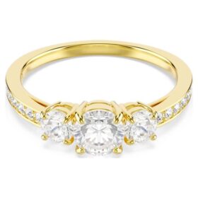 Stilla Attract Ring Round Cut, White, Gold-Tone Plated
