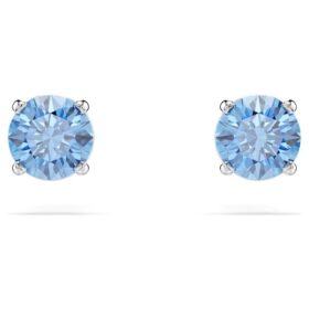 Stilla Attract Stud Earrings Round Cut, Blue, Rhodium Plated