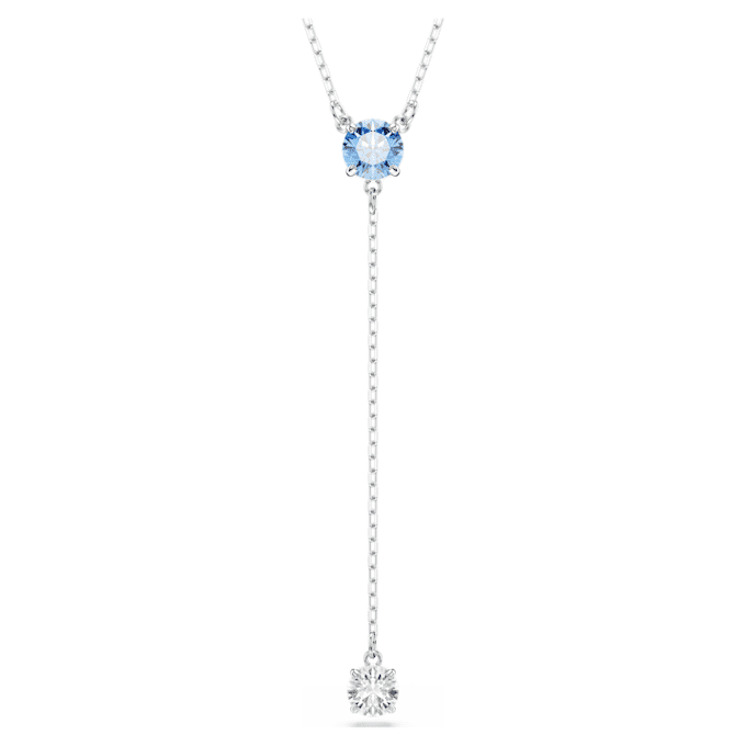Stilla Attract Y Necklace Round Cut, Blue, Rhodium Plated Stilla Attract Y Necklace Round Cut, Blue, Rhodium Plated