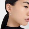 Stilla Drop Earrings Pear Cut, Round Cut, White, Rhodium Plated