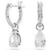 Stilla Drop Earrings Pear Cut, Round Cut, White, Rhodium Plated