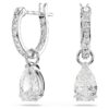Stilla Drop Earrings Pear Cut, Round Cut, White, Rhodium Plated