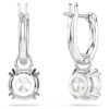 Stilla Drop Earrings Round Cut, White, Rhodium Plated