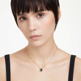 Stilla Pendant Rectangular Cut, Green, Gold-Tone Plated