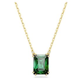 Stilla Pendant Rectangular Cut, Green, Gold-Tone Plated