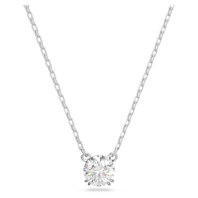 Stilla Pendant Round Cut, White, Rhodium Plated Stilla Pendant Round Cut, White, Rhodium Plated