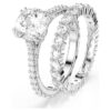 Stilla Ring Set (2), Round Cut, White, Rhodium Plated Stilla Ring Set (2), Round Cut, White, Rhodium Plated