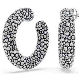 Sublima Hoop Earrings Mixed Round Cuts, White, Rhodium Plated