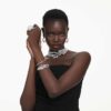 Sublima Open Ring Mixed Cuts, White, Ruthenium Plated