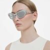 Sunglasses Cat-Eye Shape, Silver Tone
