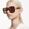 Sunglasses Oversized, Square Shape, Sk6001, Brown