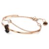 Swan Bangle Swan, Black, Rose Gold-Tone Plated