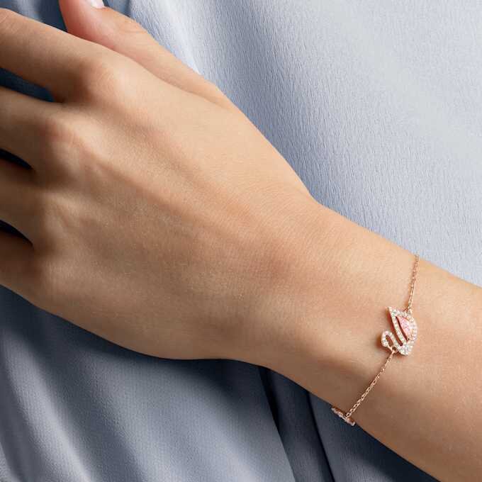 Swan Bracelet Swan, Pink, Rose Gold-Tone Plated Swan Bracelet Swan, Pink, Rose Gold-Tone Plated