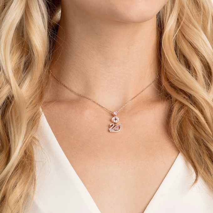 Swan Pendant Swan, Pink, Rose Gold-Tone Plated Swan Pendant Swan, Pink, Rose Gold-Tone Plated