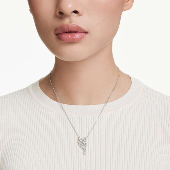 Swan Pendant Swan, White, Rhodium Plated Swan Pendant Swan, White, Rhodium Plated