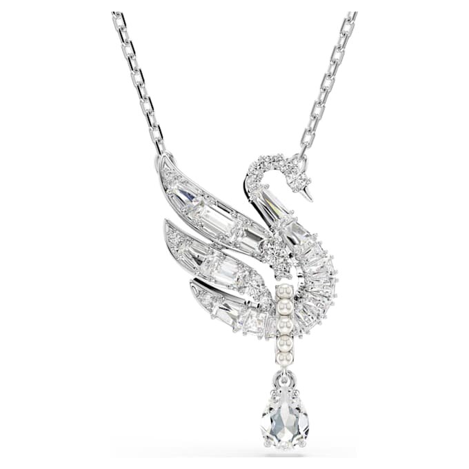 Swan Pendant Swan, White, Rhodium Plated Swan Pendant Swan, White, Rhodium Plated