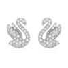 Swan Stud Earrings Swan, White, Rhodium Plated