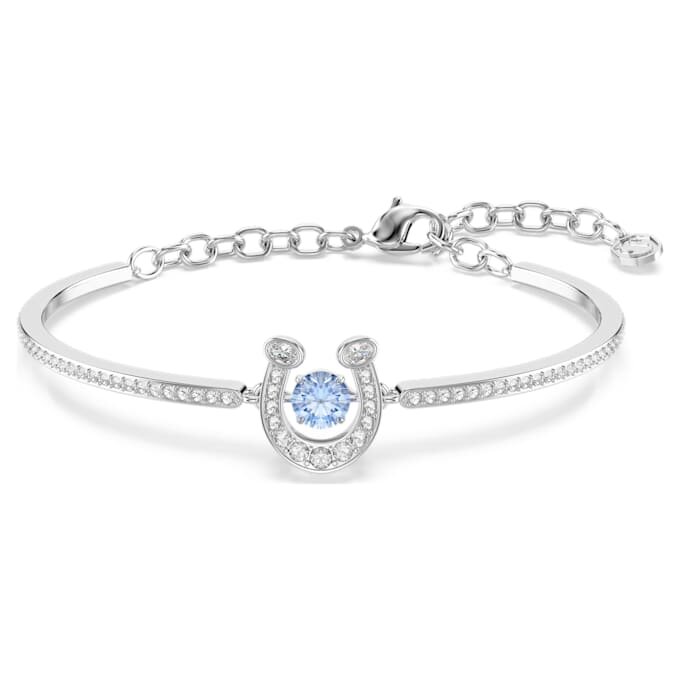 Symbolica Bangle Round Cut, Pavé, Horse Shoe, Blue, Rhodium Plated Symbolica Bangle Round Cut, Pavé, Horse Shoe, Blue, Rhodium Plated
