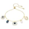 Symbolica Bracelet Crystal Pearl, Clover, Evil Eye and Horseshoe, Blue, Gold-Tone Plated Symbolica Bracelet Crystal Pearl, Clover, Evil Eye and Horseshoe, Blue, Gold-Tone Plated