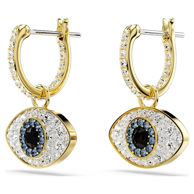 Symbolica Drop Earrings Evil Eye, Blue, Gold-Tone Plated Symbolica Drop Earrings Evil Eye, Blue, Gold-Tone Plated