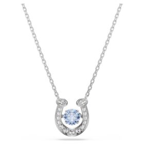 Symbolica Pendant Round Cut, Pavé, Horse Shoe, Blue, Rhodium Plated