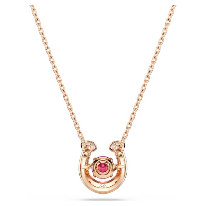 Symbolica Pendant Round Cut, Pavé, Horse Shoe, Red, Rose Gold-Tone Plated Symbolica Pendant Round Cut, Pavé, Horse Shoe, Red, Rose Gold-Tone Plated