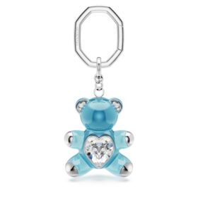 Teddy Key Ring Bear, Blue, Rhodium Plated Teddy Key Ring Bear, Blue, Rhodium Plated