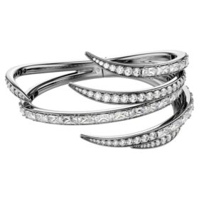The Vienna Collection Bangle Feather, White, Ruthenium Plated