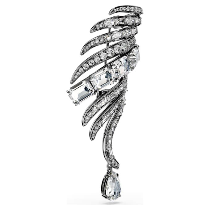 The Vienna Collection Brooch Feather, White, Ruthenium Plated The Vienna Collection Brooch Feather, White, Ruthenium Plated
